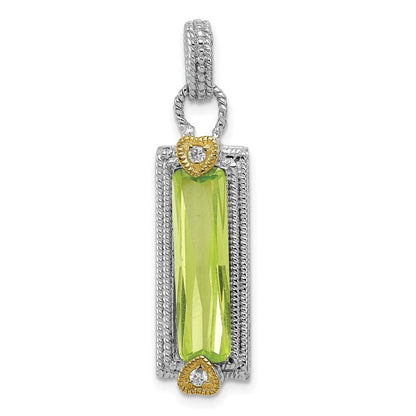 Sterling Silver & Vermeil Light Green Cubic Zirconia Pendant
