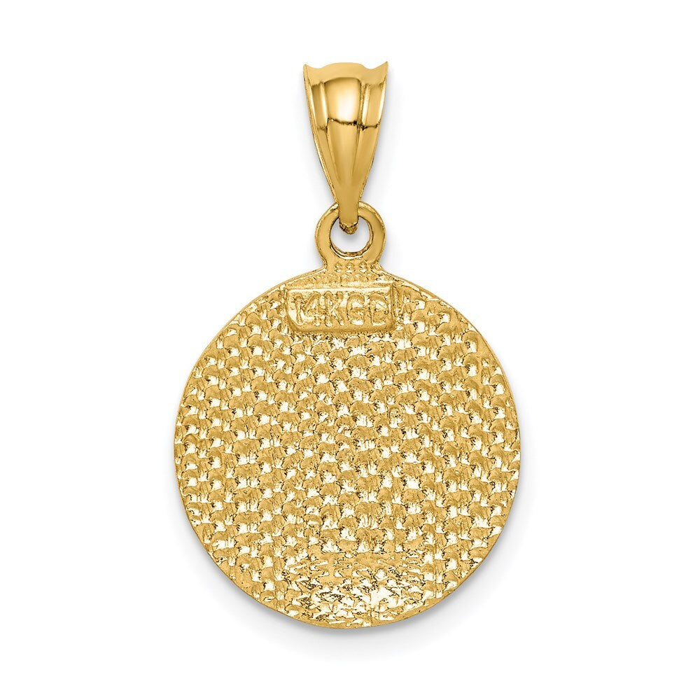 14k Yellow Gold Brushed Diamond-Cut Virgin Mary Pendant for Women