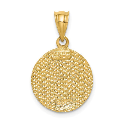 14k Yellow Gold Brushed Diamond-Cut Virgin Mary Pendant for Women