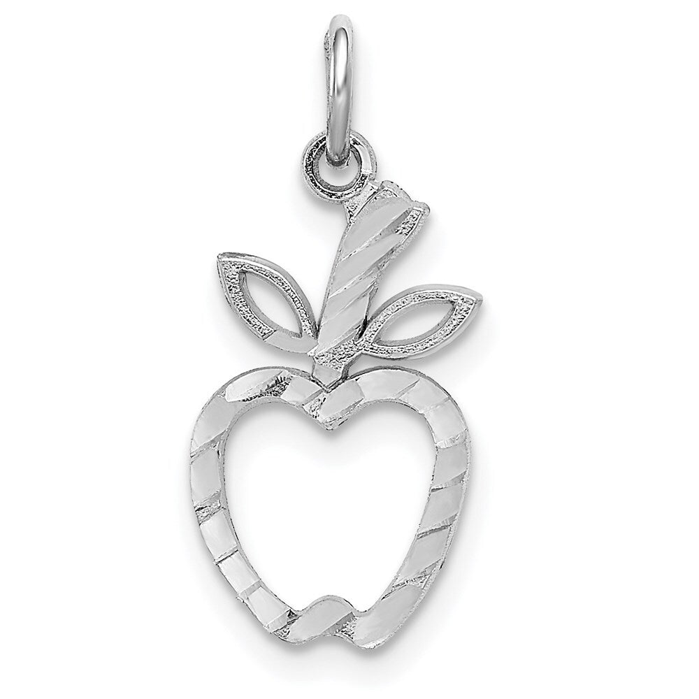 14k White Gold Diamond-cut Apple Charm Pendant for Women