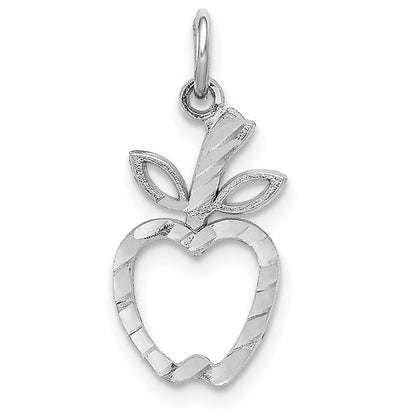 14k White Gold Diamond-cut Apple Charm Pendant for Women