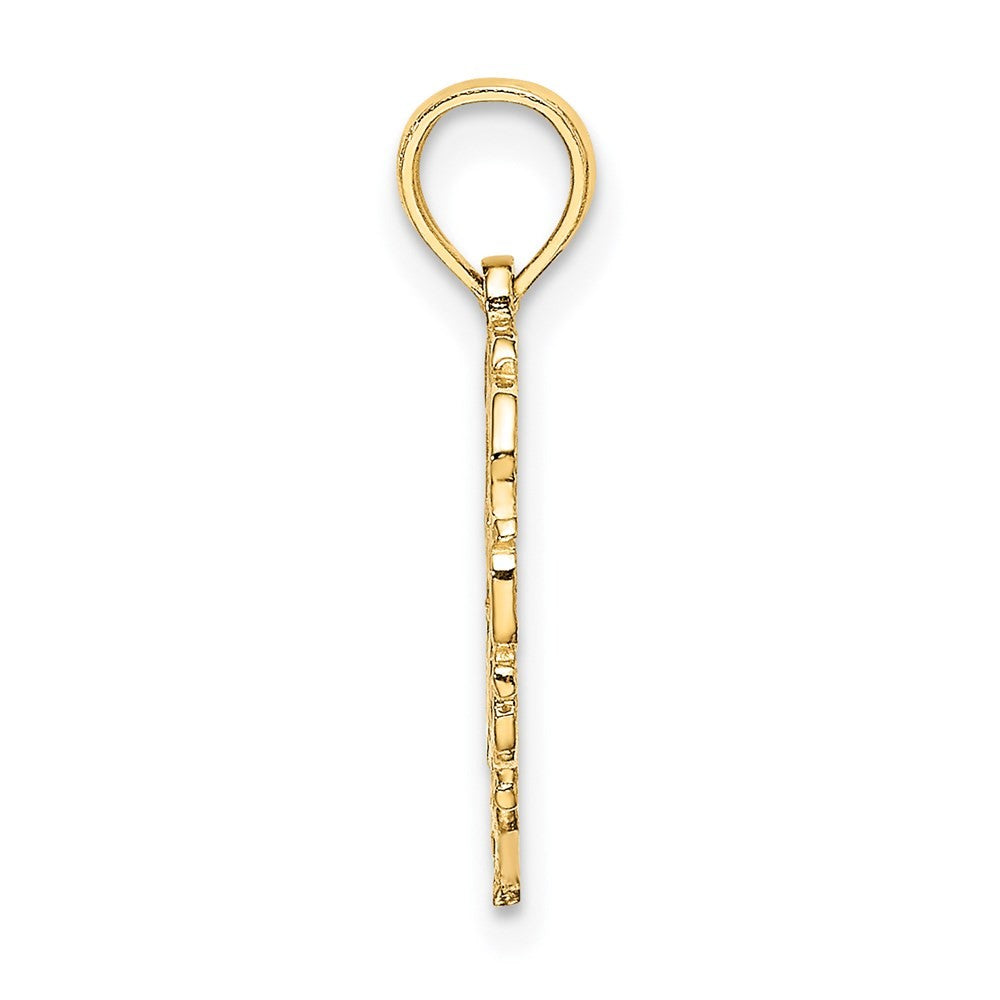 14k Yellow Gold Heart Script Letter T Initial Charm