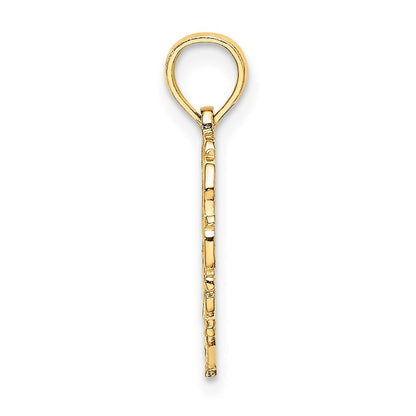 14k Yellow Gold Heart Script Letter T Initial Charm