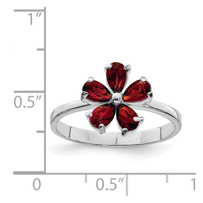 Sterling Silver Rhodium-plated Garnet Ring Size 6