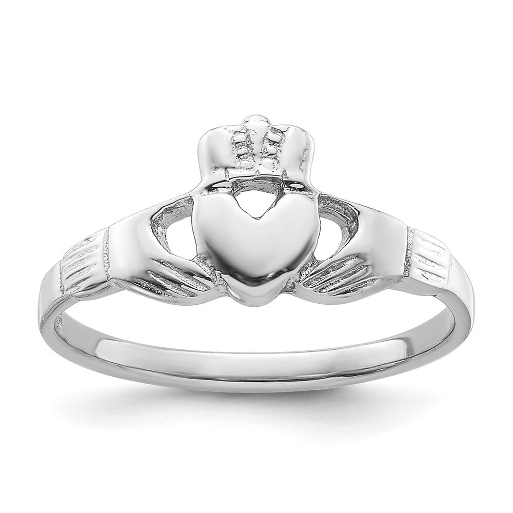 Sterling Silver Rhodium-plated Claddagh Ring Size 7