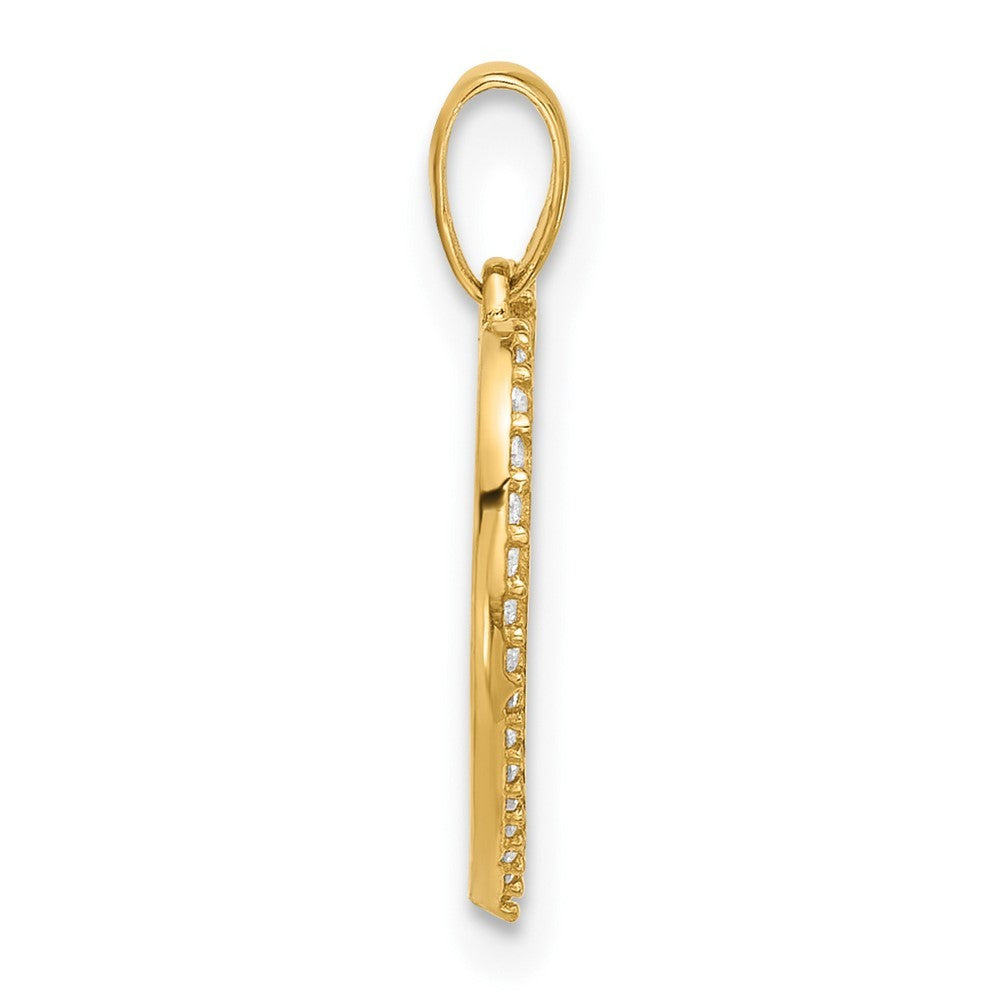 14k Yellow Gold Polished CZ Engravable Heart Pendant