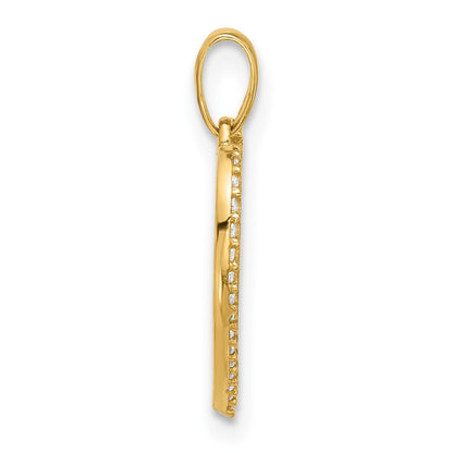 14k Yellow Gold Polished CZ Engravable Heart Pendant