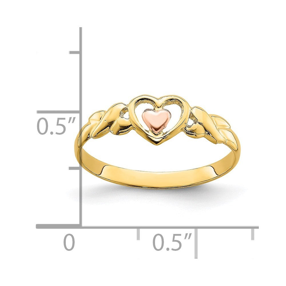 14K Two-tone Gold Polished Hearts Ring