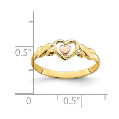 14K Two-tone Gold Polished Hearts Ring