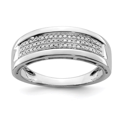 Sterling Silver Rhodium Plated Diamond Ladies Band Ring