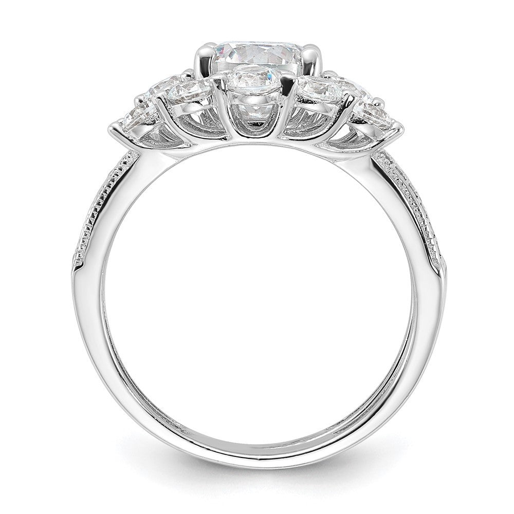 Sterling Silver Rhodium-plated CZ Engagement Ring and Band Ring Set
