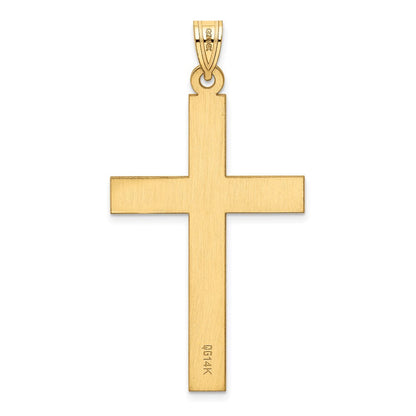 14k Yellow Gold Sandblasted Cross Pendant for Women