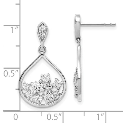 Sterling Silver Rhodium Plated Cubic Zirconia Dangle Earrings