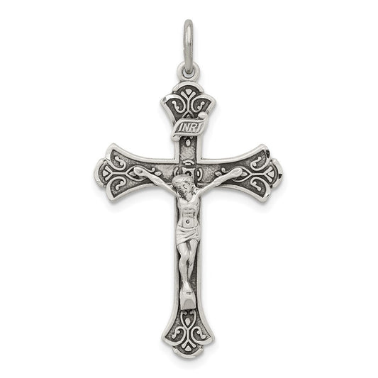 Sterling Silver Antiqued INRI Crucifix Pendant Holiday Gift for Women