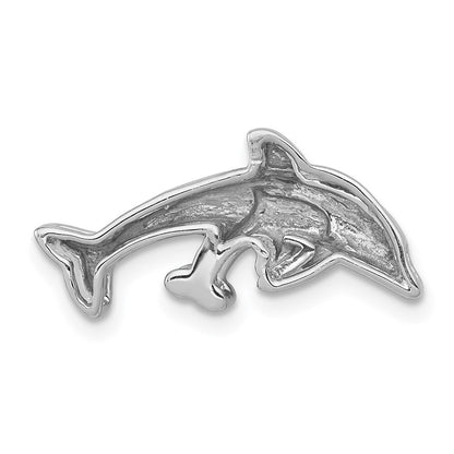 14k White Gold Diamond Dolphins Chain Slide Pendant for Women