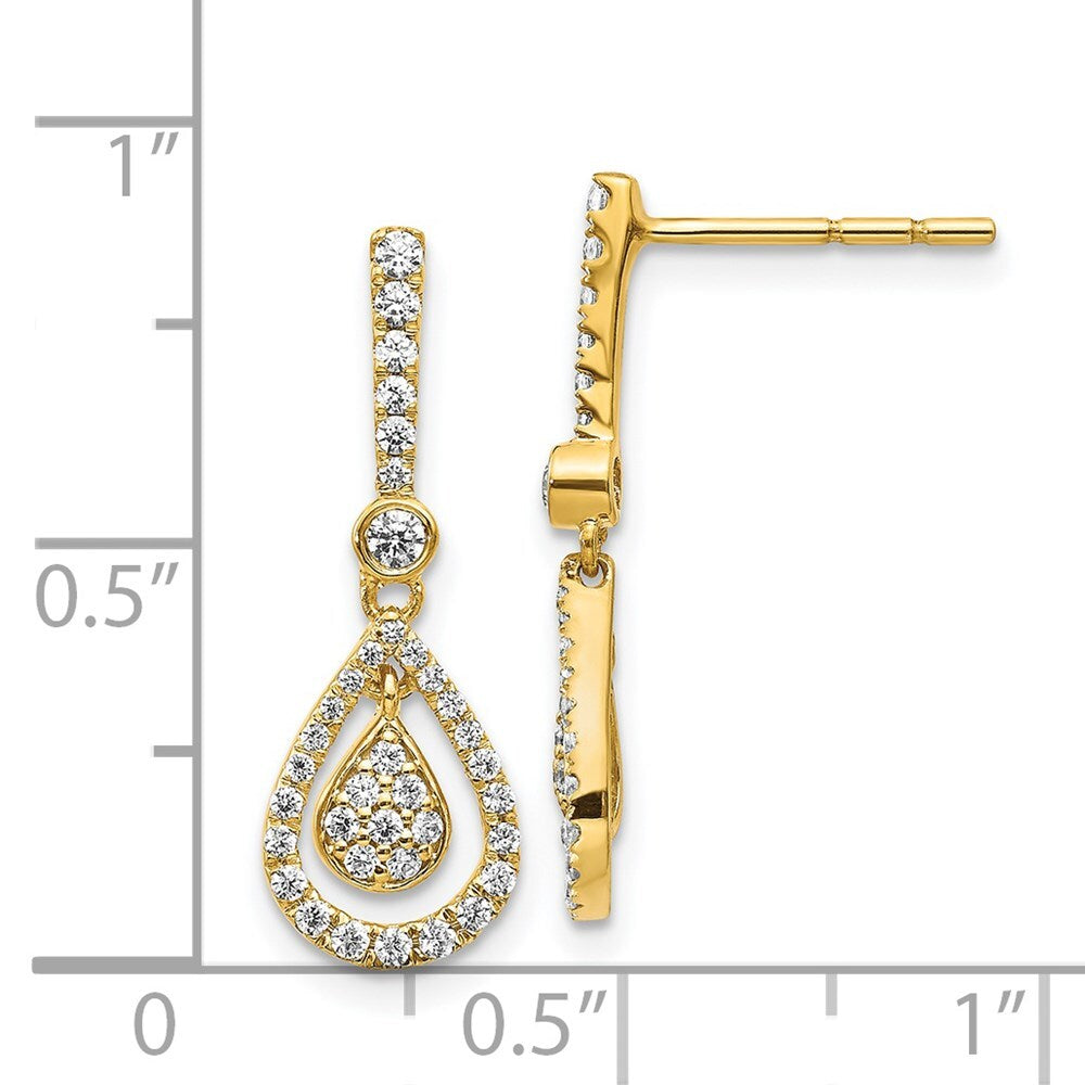 14k Yellow Gold Diamond Fancy Teardrop Dangle Earrings