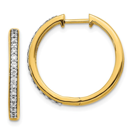 14k Yellow Gold Diamond Hinged Hoop Earrings