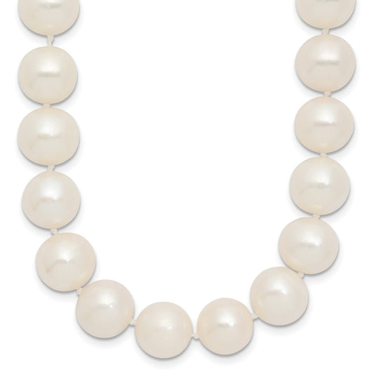 14k Yellow Gold Polished 10-11mm White Cultured Pearl Necklace 18"