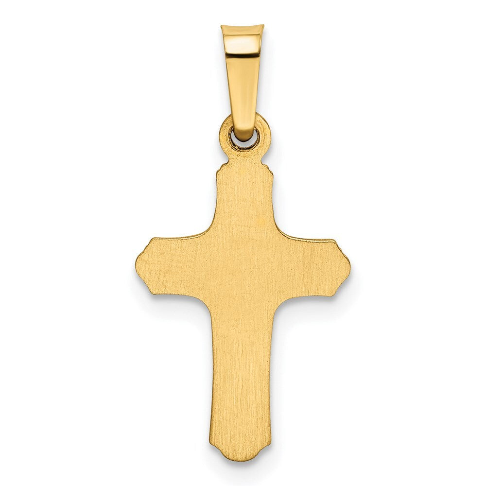 14k Yellow Gold Polished and Textured Cross Pendant for Women