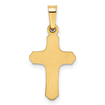 14k Yellow Gold Polished and Textured Cross Pendant for Women