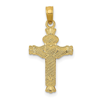 14k Yellow Gold Claddagh Cross Charm