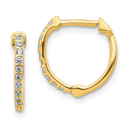 14k Yellow Gold Diamond Hinged Hoop Earrings