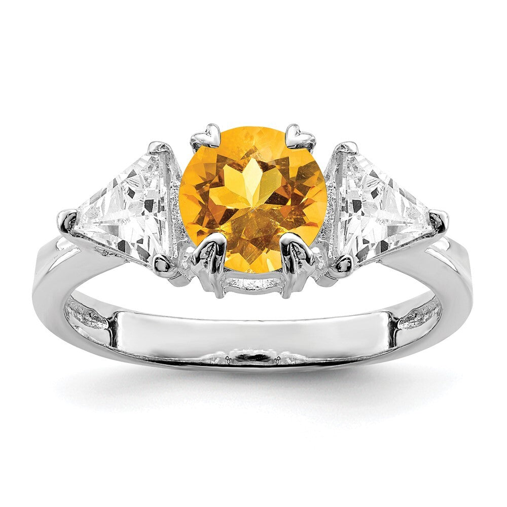 Sterling Silver Rhodium Citrine ring Size 7