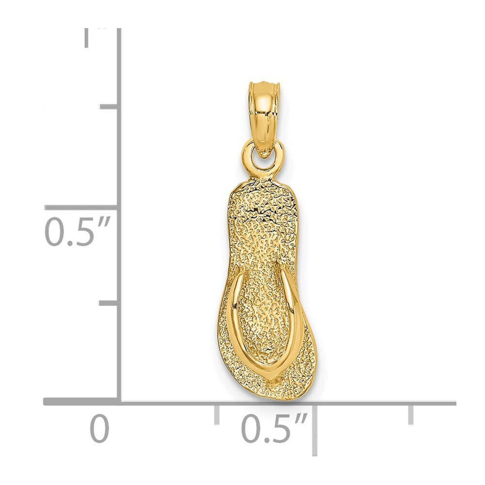 14k Yellow Gold Single Polished Strap Flip-Flop Charm Pendant for Women