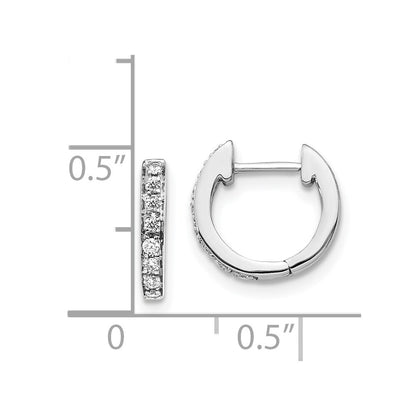 14k White Gold Diamond Hinged Hoop Earrings