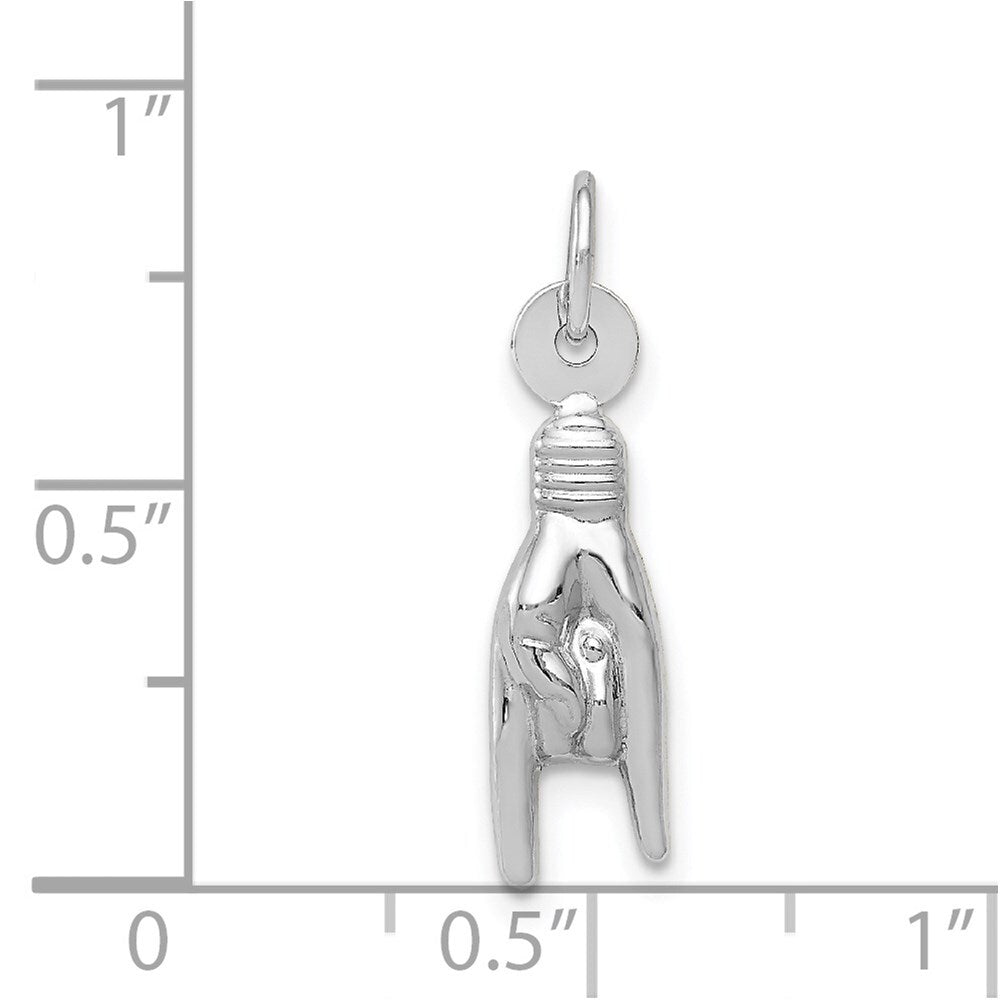 14k White Gold 3D Rock On Sign Charm Pendant for Women