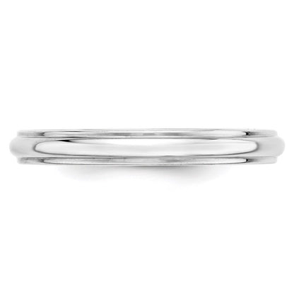 14k White Gold 3mm Half Round with Edge Wedding Band Ring Size 10.5