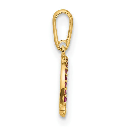 14k Yellow Gold Polished CZ Rainbow and Clouds Pendant