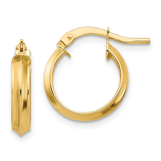 14k Yellow Gold Polished Small 3mm Hoop Earrings Gift for Women