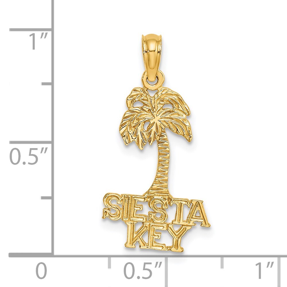 14k Yellow Gold SIESTA KEY Palm Tree Charm Pendant for Women