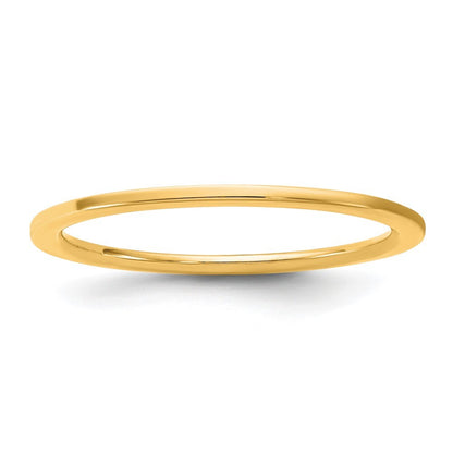 14K Yellow Gold 1mm Standard Flat Comfort Fit Band Size 8
