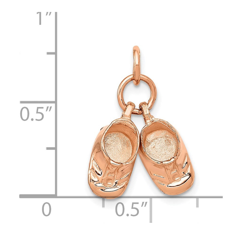 14k 3D Moveable Rose Gold Baby Shoes Charm Pendant