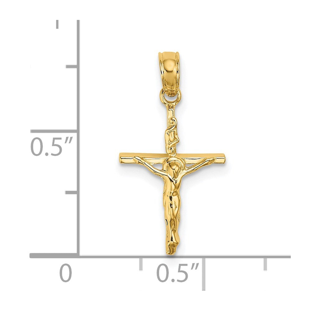 14k Yellow Gold Small Polished Crucifix Charm Pendant for Women