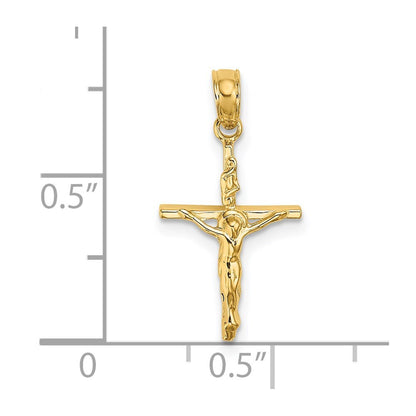 14k Yellow Gold Small Polished Crucifix Charm Pendant for Women