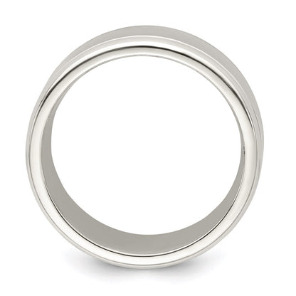 Sterling Silver 6mm Polished Flat Beveled Edge Fancy Band Ring Size 8.5