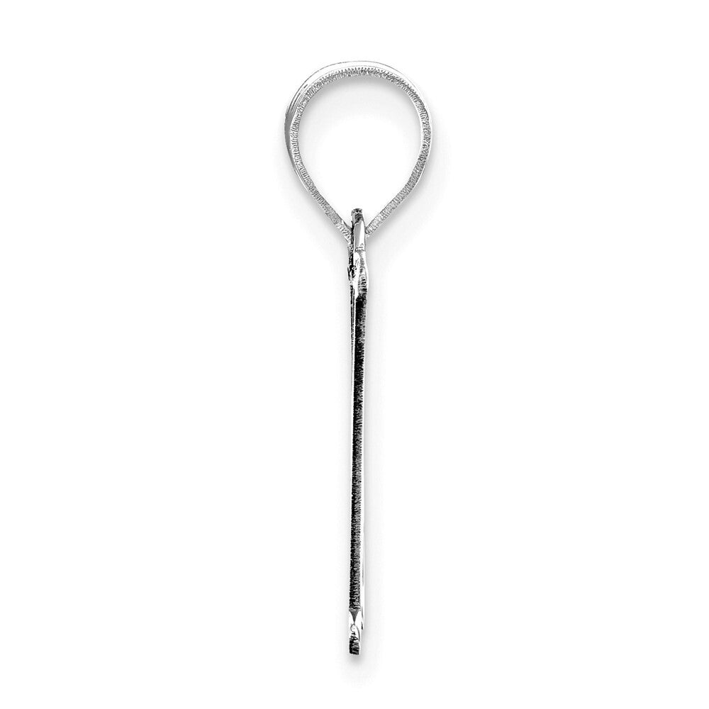 14k White Gold Polished Etched Letter H Initial Pendant for Women