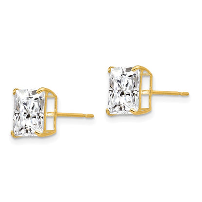 14k Yellow Gold 8mm Square Cubic Zirconia Stud Earrings Gift for Women