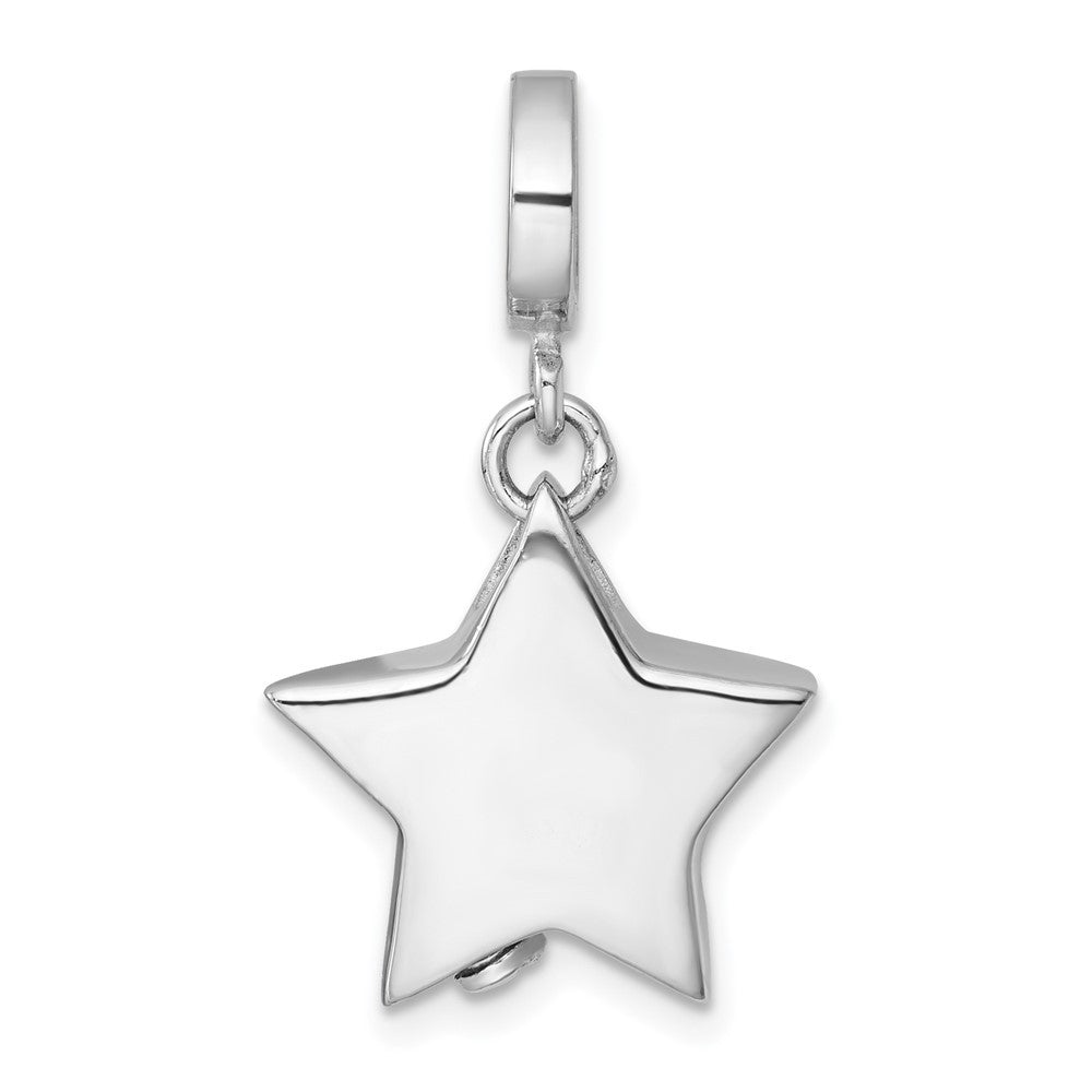 Sterling Silver Rhodium-plated Polished Star Ash Holder Bead Pendant