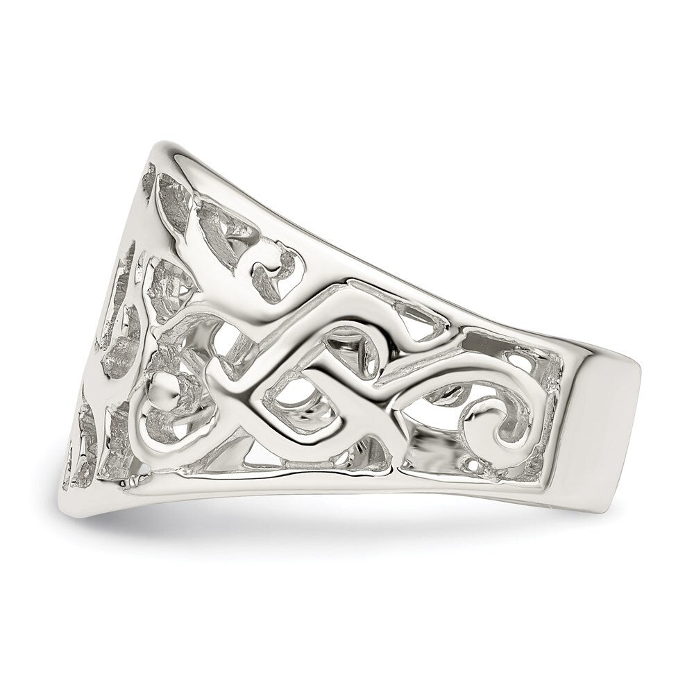 Sterling Silver Rhodium-plated Swirl Ring Size 7