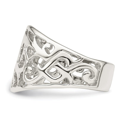 Sterling Silver Rhodium-plated Swirl Ring Size 7