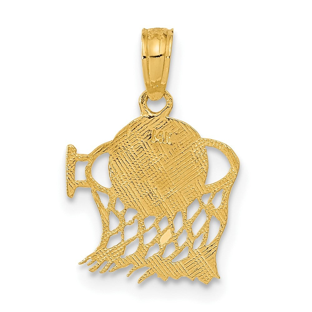 14k Yellow Gold Basketball in Net Pendant