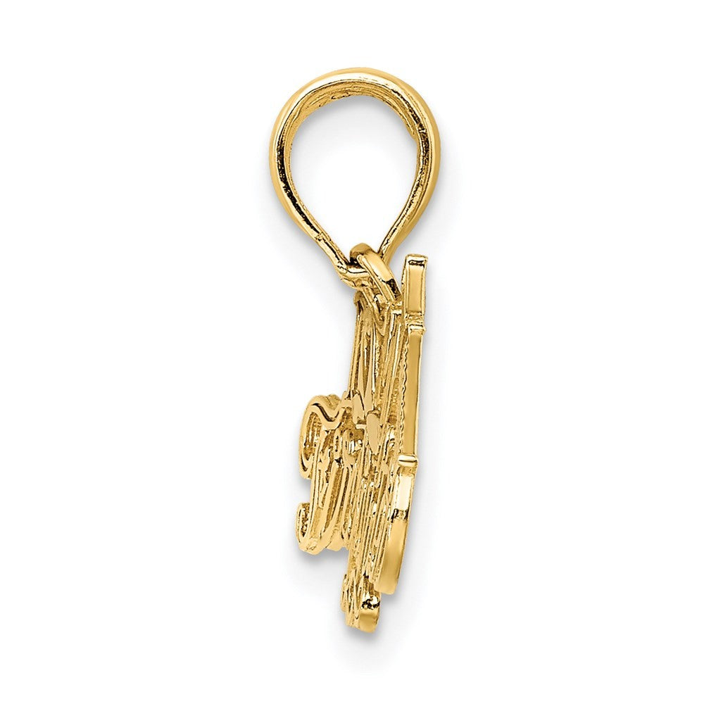 14k Yellow Gold I LOVE MY FIREFIGHTER Charm