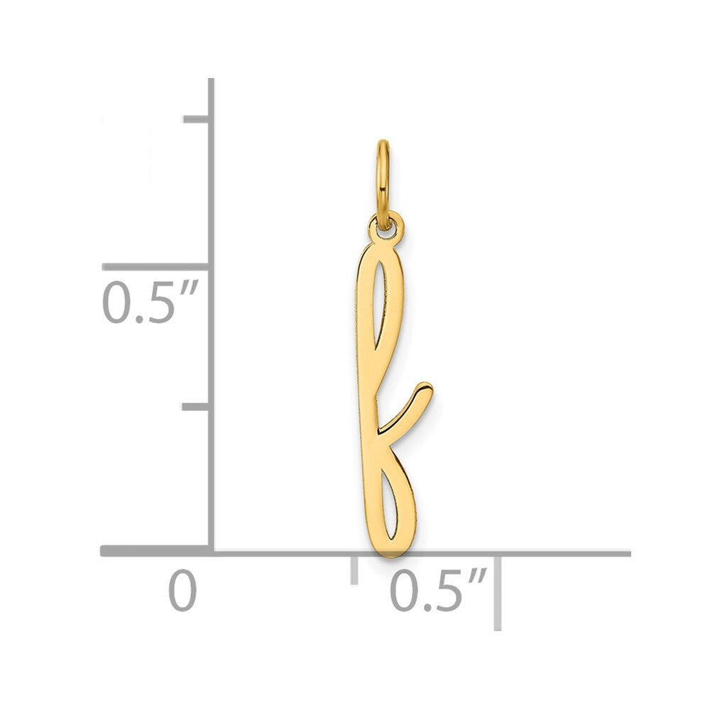 14k Yellow Gold Lower case Letter F Initial Charm Pendant for Women