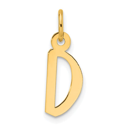 14k Yellow Gold Slanted Block Letter D Initial Charm Pendant for Women