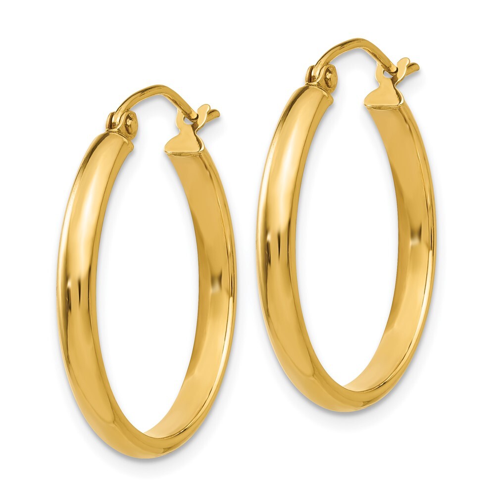 14k Yellow Gold Round Tube Hoop Earrings Gift for Women