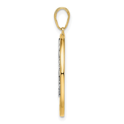 14k Yellow Gold and White Rhodium Diamond-cut Tree of Life Pendant for Women